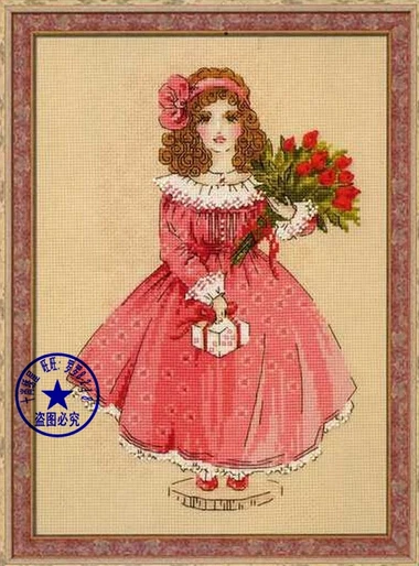 100% egypt cotton Lovely Cute Counted Cross Stitch Kit Doll Sophie Little Girl with Rose Roses Flower Flowers riol 1313 | Дом и сад