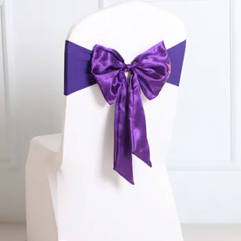 

50pcs Fancy Free Tie Satin Chair Sash Tie Wedding Spandex Chair Bow Band Lycra Stretch Chair Sash For Banquet Hotel Decoration
