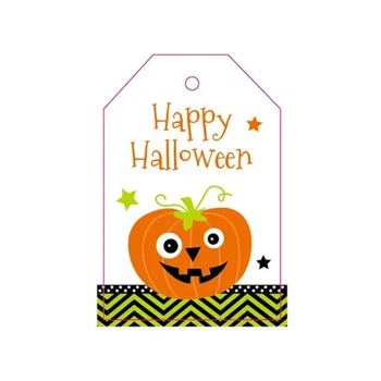 

100pcs Halloween Gift Tags Vertical Paperboard Hanging Signs DIY Party Decorations Pendants Pumpkin and Bat Pattern for Each 50p