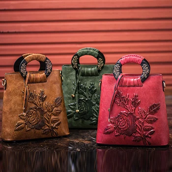 

LKEEP Flower Women Bag Leather Purses and Handbags Luxury Shoulder Bags Female Bags for Women 2020