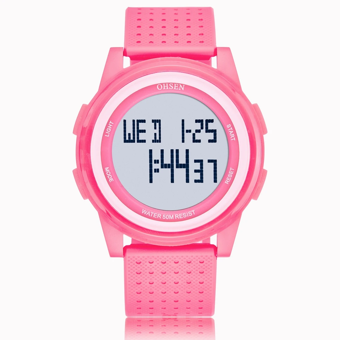 Ohsen женские наружные силиконовые спортивные часы водонепроницаемый светодиодный детский браслет часы многофункциональные наручные часы для девочек и мальчиков montre femme - Цвет: Pink wristwatch