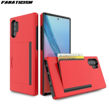 شراء 500 قطعة درع صدمات محفظة حالات لسامسونج غالاكسي نوت 10 نوت 10 زائد A10E حامل حافظة قلابة فتحات بطاقة حامل غطاء الهاتف