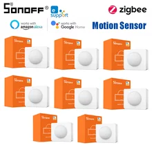 1/10 pces zigbee sonoff SNZB-03 suporte do sensor de movimento 110 ° visão ampla baixa-notificação de bateria casa inteligente com alexa google casa