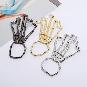 

Halloween Jewelry Bracelet European and American Punk Exaggerated Skeleton Finger Bone Joint Finger Chain Female Hand Ornament