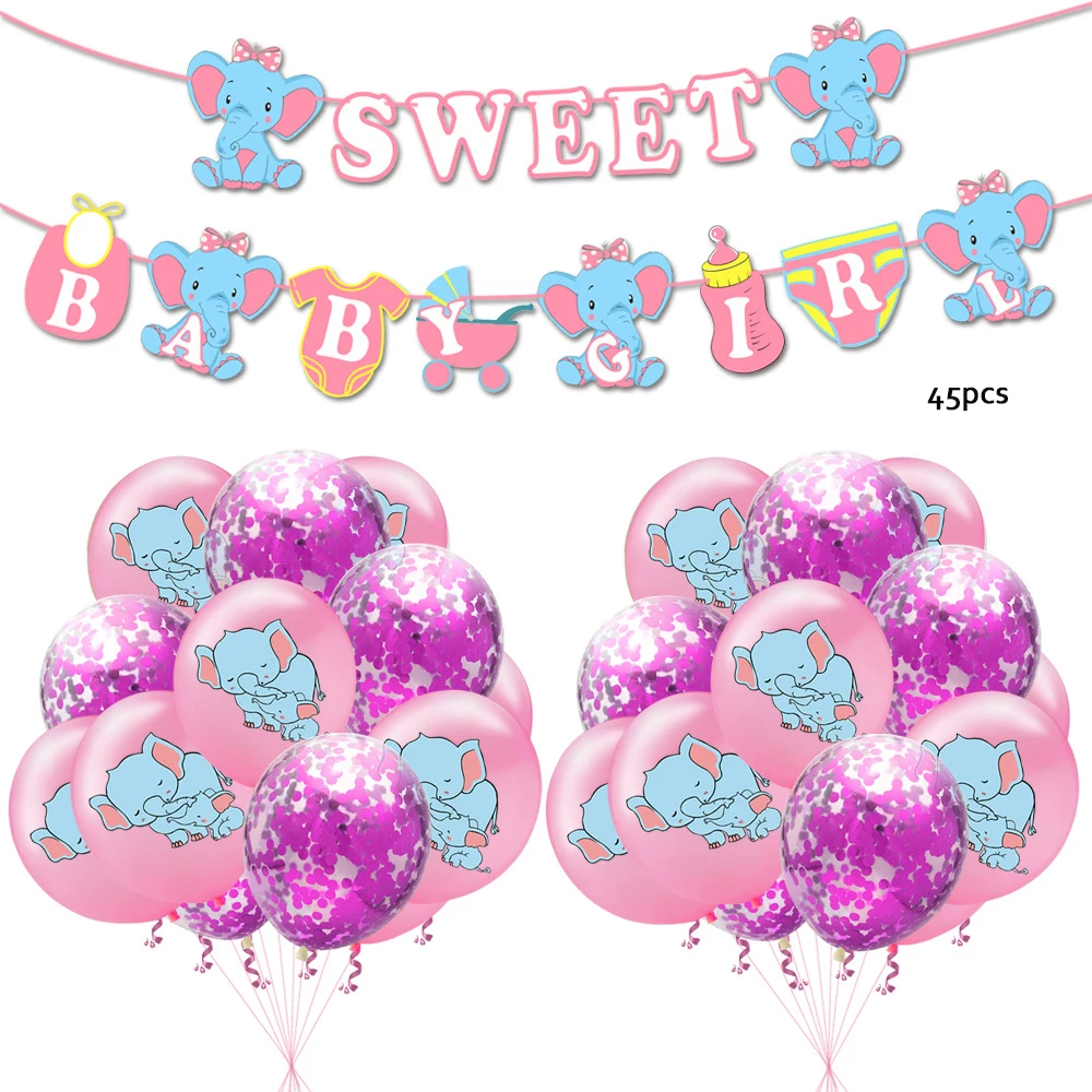Синий мальчик или розовый девушка пол раскрывает вечерние Декор одноразовая посуда бумажный набор латексный шар чашки пластины день рождения принадлежности