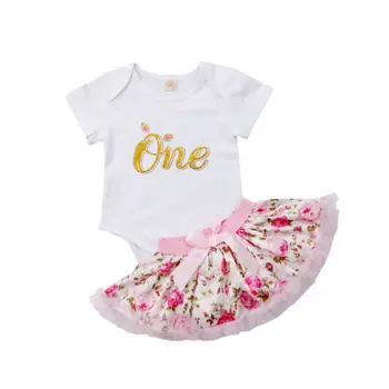 

Canis Newborn Baby Girls 1st Birthday Floral Romper Tutu Skirt Dress Outfit 2pcs