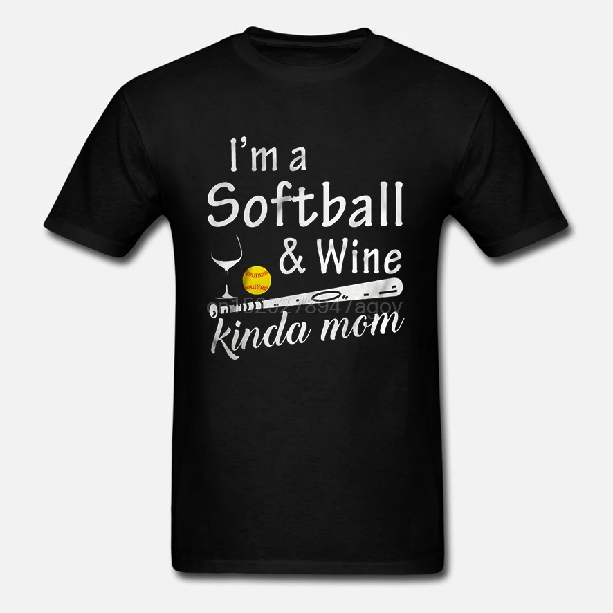 Мужская забавная футболка модная I'm A Softball &amp Wine женская типа Mom | одежда