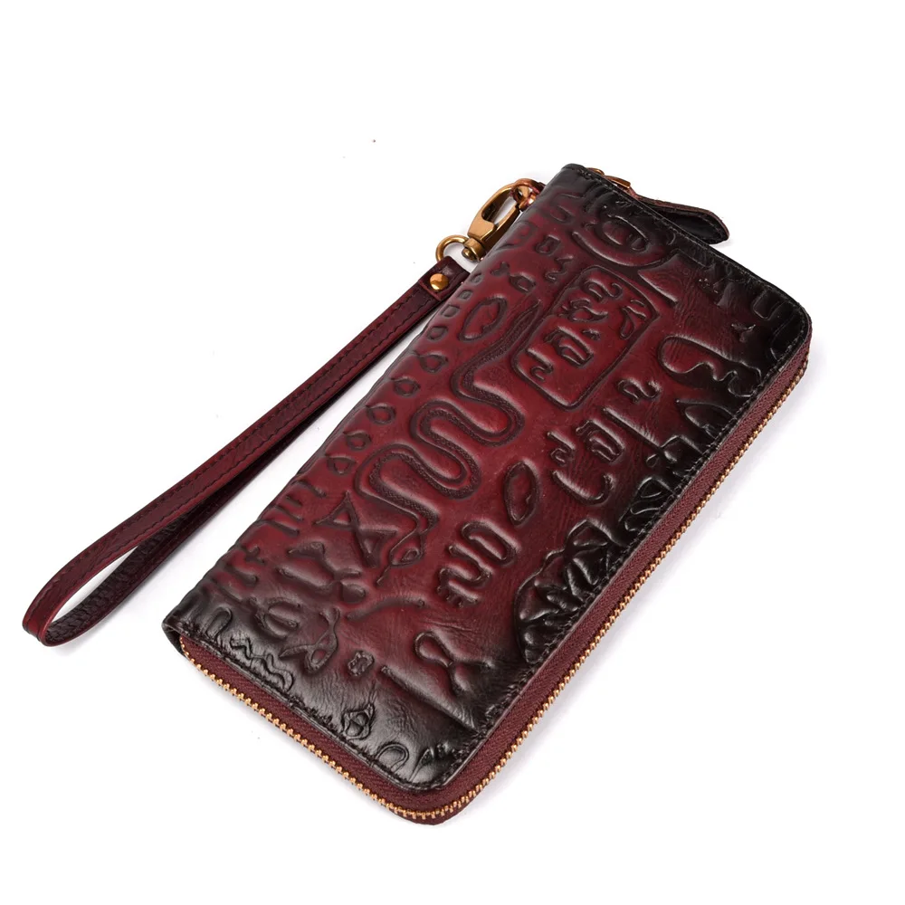 

Long Female Clutch Card Holder Cowhide Genuine Leather Wallet women Gift Coin Purse Pocket Money Bag Embossing Fashion Flower