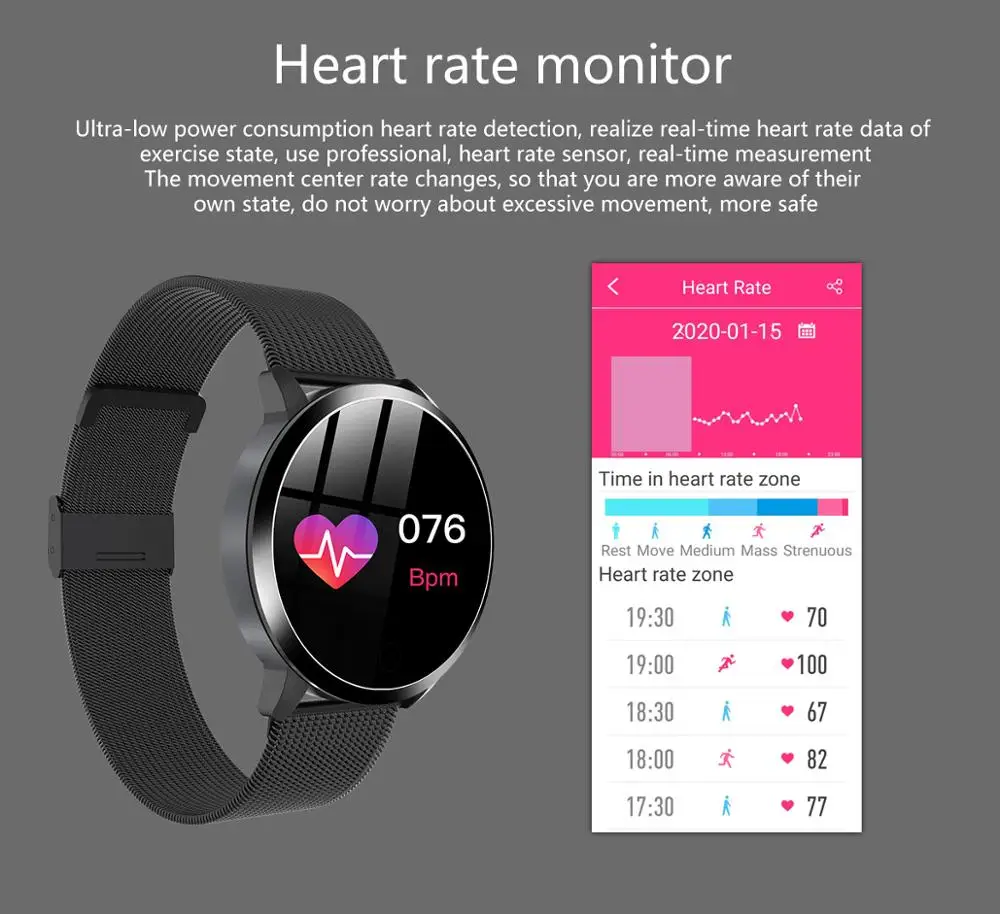 Desxz Q8Smart Watch Smart bracelet Bluetooth WristWatch Smart adult bracelet Round Sport Pedometer with Smart reminder Men women