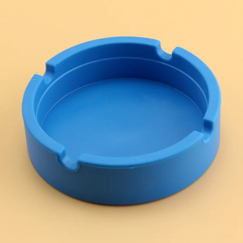 Round Blue Пепельница из силикагеля, силиконовая квадратная круглая пепельница, аксессуары для курения, разные цвета, желтый, зеленый, черный, красный, синий, коричневый - Цвет: Round Blue