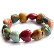 Лидер продаж, винтажный женский браслет в форме сердца с бусинами, креативный этнический стиль, цветочный глазурь, браслет с керамическими бусинами, Женские Ювелирные изделия, подарок