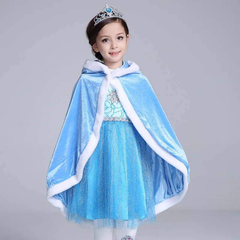 

Elsa Princess Blue Shawl Birthday Holiday Gift Winter Coat Cape Girl Halloween Cosplay Costume Only shawl