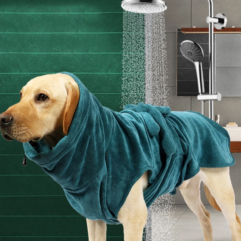

Dog Bathrobe Super Absorbent Dog Bathing Suit For Small Medium Large Dogs Quick-Drying Pet Bath Towel Warm Dog Clothing Corgi