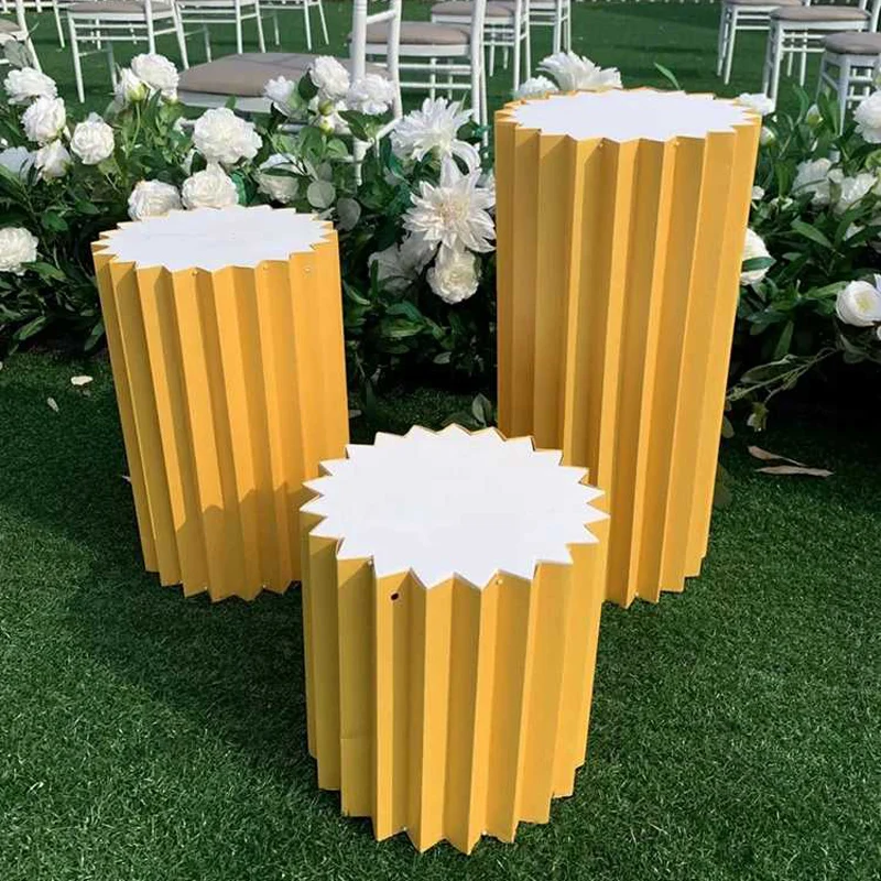 Yellow (3 pieces) Свадебный реквизит Свадебная сцена оригами колонна Свадьба Добро пожаловать области Орнамент Дерево-кусок набор магазин окно дорога Руководство украшение макет - Цвет: Yellow (3 pieces)