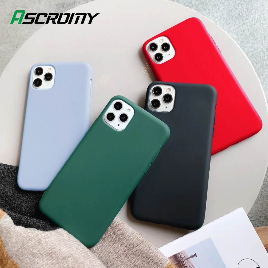 Matte Case For Iphone 11 Pro Max 12 Mini 11pro Xs X Xr 7 8 Plus 6 Se Iphone11 Silicone Phone Cover Green Purple Accessories Phone Pouches Aliexpress