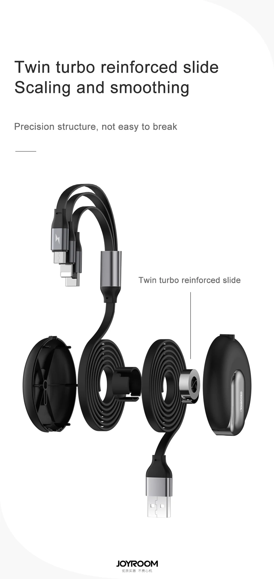 Joyroom 3 в 1 usb type C Micro USB кабель type-c USB C выдвижной портативный зарядный кабель для быстрой зарядки мобильного телефона