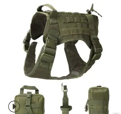 Green Военный Тактический жгут для собак K9, жилет для собак, нейлоновый банджи-поводок, поводок для тренировок, бега для средних и больших собак, немецкая овчарка - Color: Green