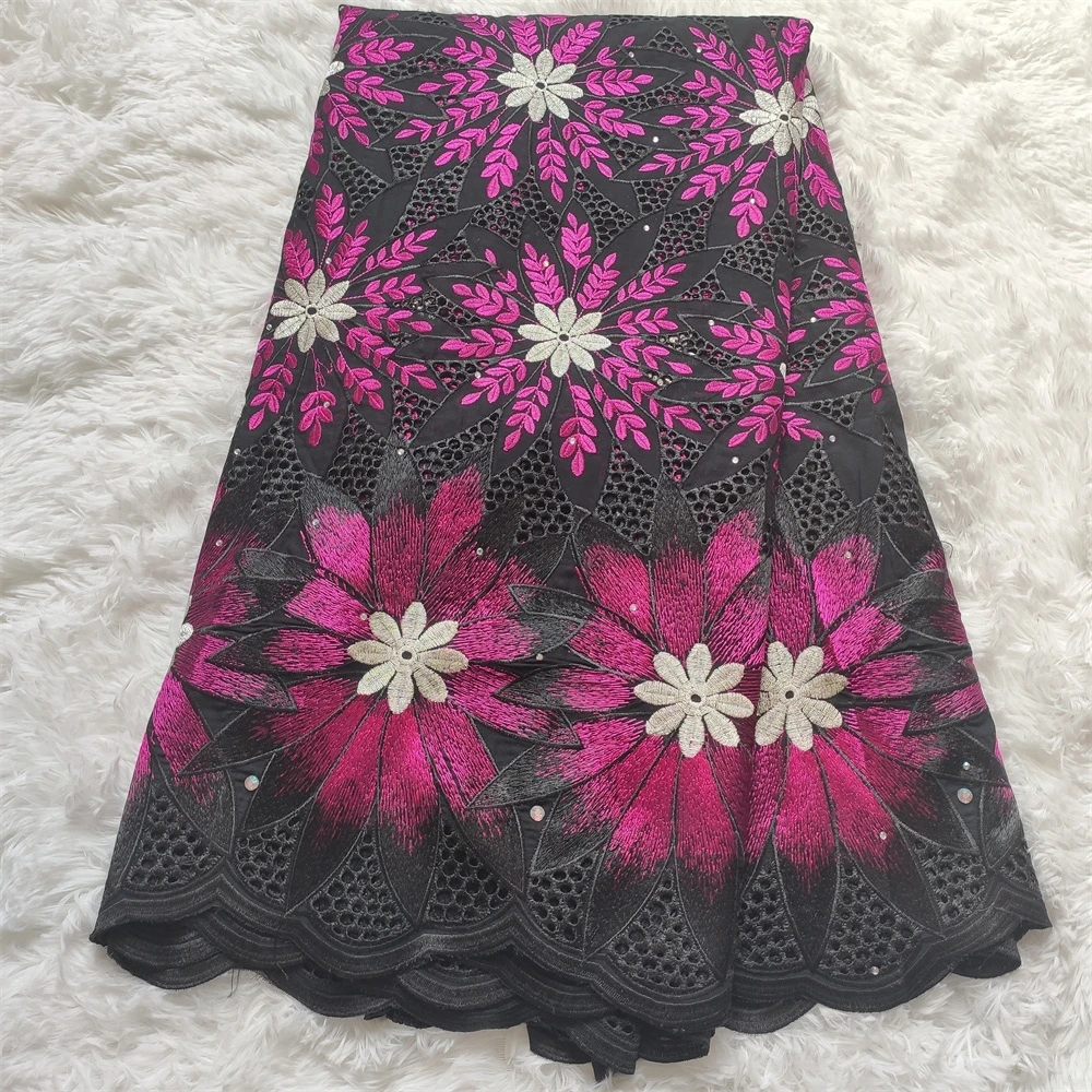 

African lace fabric high quality lace 2021 swiss voile lace fabric embroidered cotton lace for wedding HZ1115