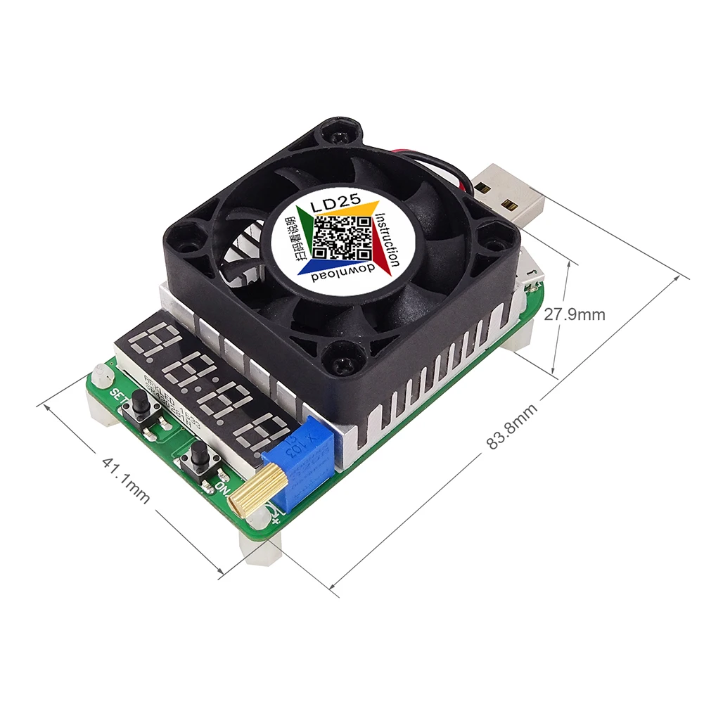 LD25 LD35 USB интерфейс электронный нагрузочный резистор разрядка батареи тест светодиодный дисплей вентилятор регулируемое измерение напряжения тока 25 Вт