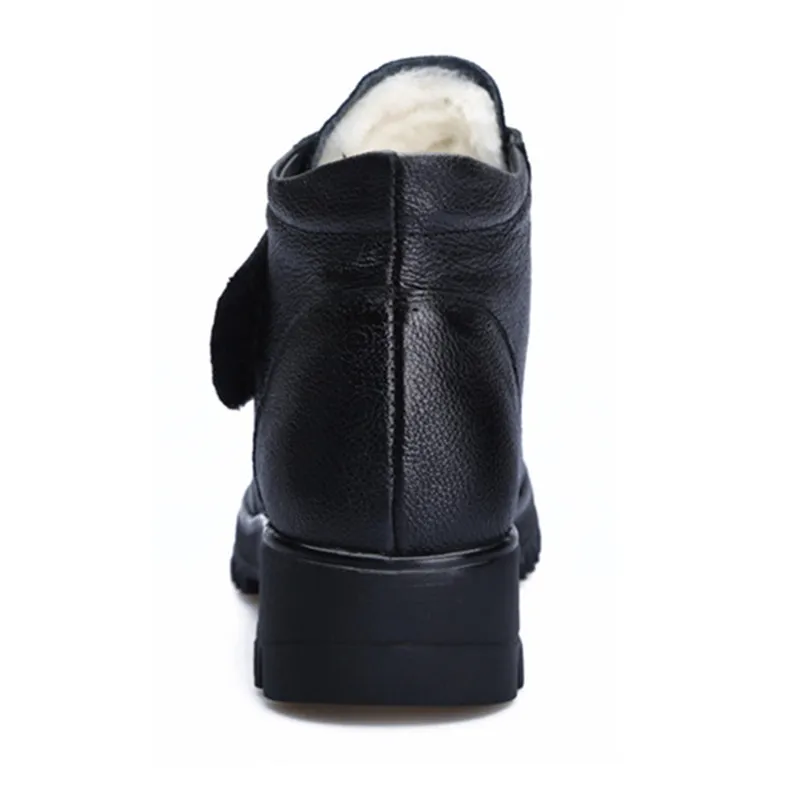 MORAZORA/Новинка года; зимняя обувь; женские зимние ботинки из натуральной кожи и шерсти; Теплая обувь на плоской подошве; женские ботильоны; Цвет Черный
