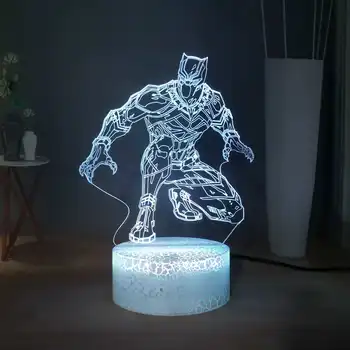 

2019 Creative Black Panther LED Child Sleep Night Light Marvel Comic Superhero RGB Multicolor USB MINI Bedside Lamp Holiday Gift