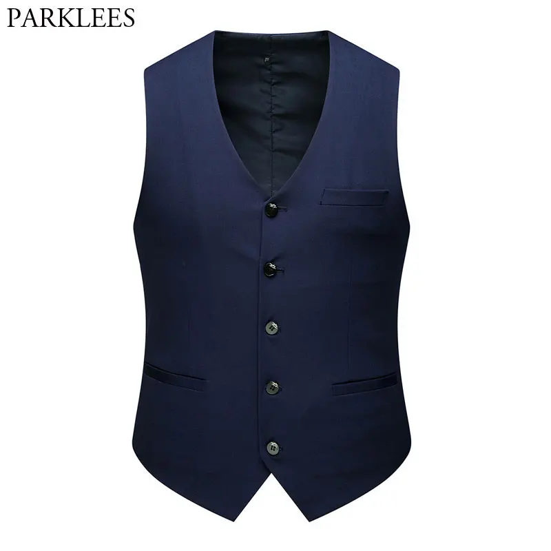 Suit Vest Dress Waistcoat Business Formal Casual Colete Wedding Male Mens Sleeveless