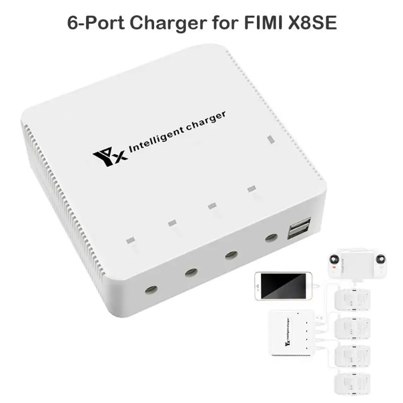 6 в 1 зарядное устройство 5 В 3A для Xiaomi FIMI X8 SE мульти зарядное устройство аккумулятора зарядка концентратор адаптер Квадрокоптер часть Дрон аксессуары
