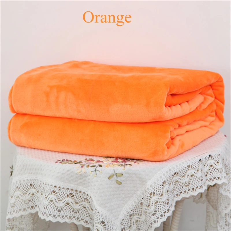 orange King size 200x230 см однотонное белое одеяло супер мягкое теплое Коралловое флисовое покрывало одеяла покрывало для кровати/дивана/дома - Цвет: orange