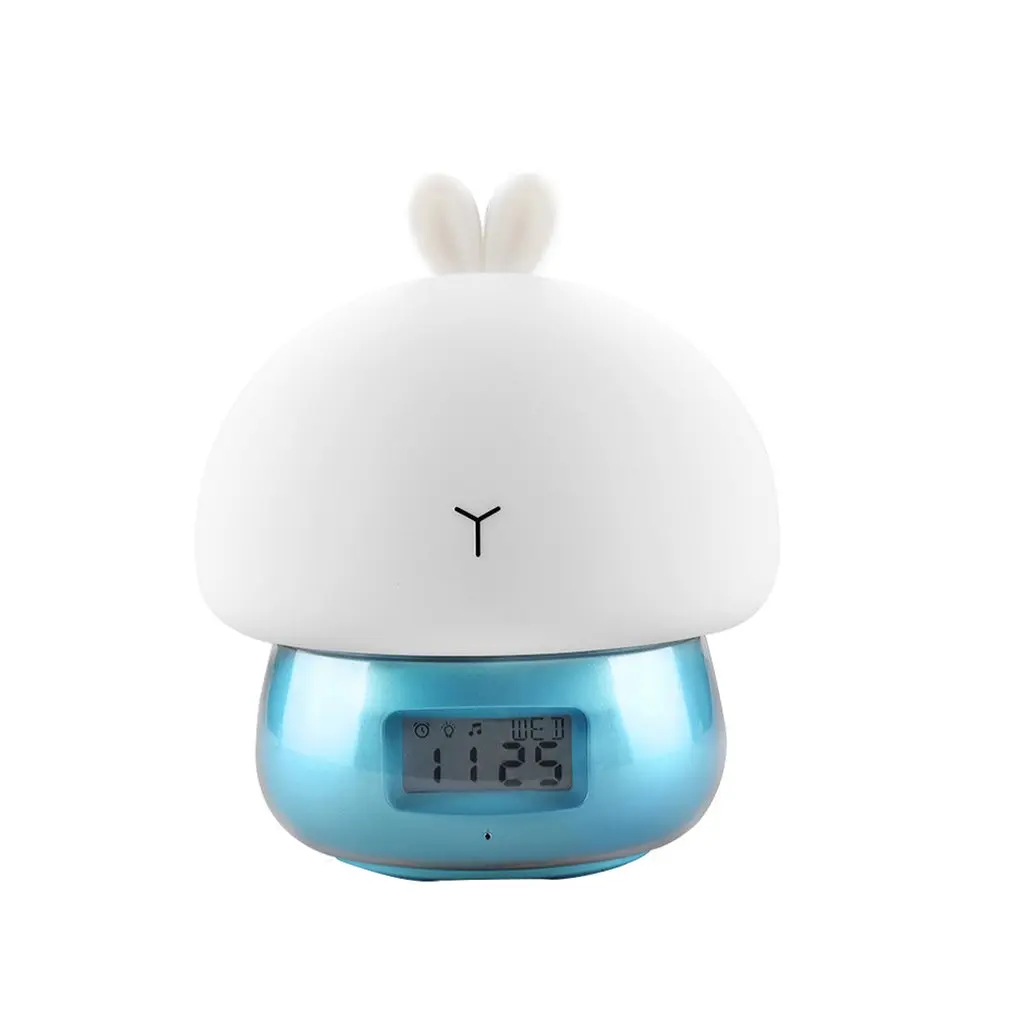 

Silicone Cute Night Light Alarm Clock Cartoon USB Charging Multi-Function Colorful Led Recording Pat Light