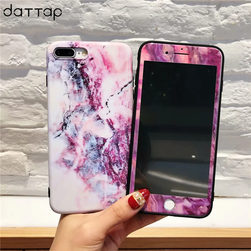 360 градусов полный корпус защитный чехол для iPhone X 6 6S 7 8 Plus модный мраморный камень
