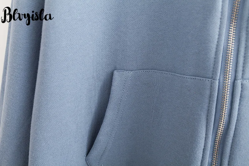 Blvyisla 4XL, хлопковые однотонные толстовки на молнии, женские толстовки с карманами, спортивные топы, свободные, большие размеры