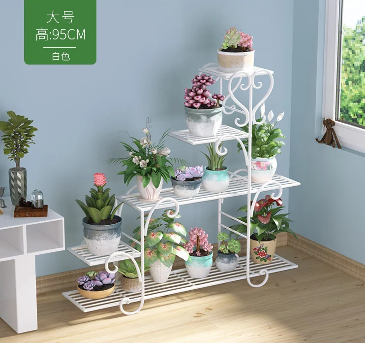 Flower rack indoor green Luo balcony flower rack iron art pendant orchid rack living room floor type simple flower pot rack