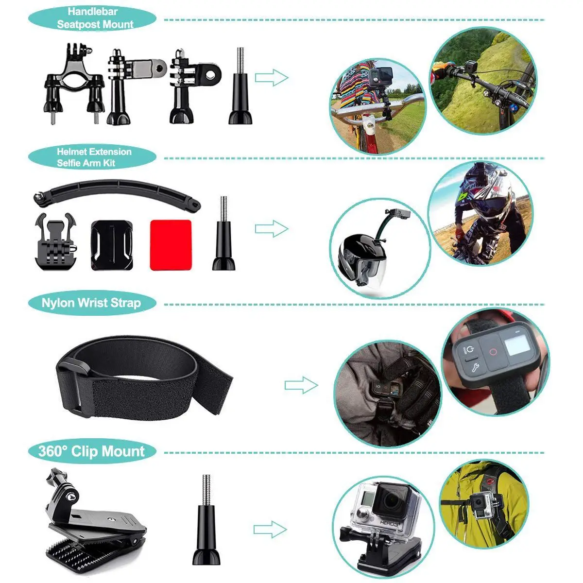3C-50 в 1 комплект аксессуаров для экшн-камеры GoPro Hero GoPro Hero6 5 4 3 чехол для переноски/нагрудный ремень/штатив Осьминог