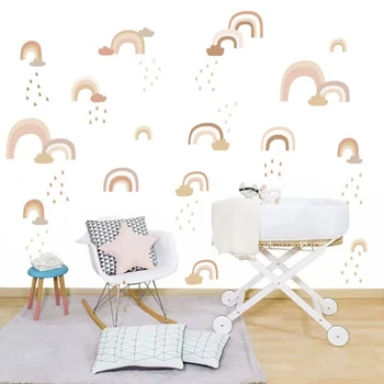 

DIY Rainbow Rain Wall Sticker Bedroom Self-adhesive Decal Background Wallpaper