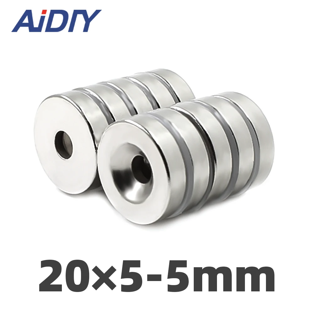 

Aidiy 10 pcs 20x5mm Hole 5mm N35 Super strong ring countersunk magnets permanent neodymium rare earth magnet