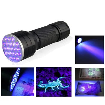 

New Mini Flashlights Scorpion Hunting Flash Light Flashlight Violet Blacklight Portable Lighting 21 LED Torches Ultravioletve