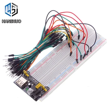 

3.3V/5V MB102 Breadboard power module+MB-102 830 points Solderless Prototype Bread board kit +65 Flexible jumper wires