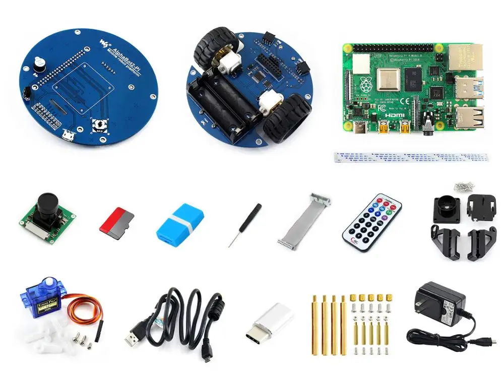 US Power Plug AlphaBot2 беспроводной видео умный робот, мощность ed Raspberry Pi 4 Модель B США/ЕС разъем питания - Комплект: US Power Plug