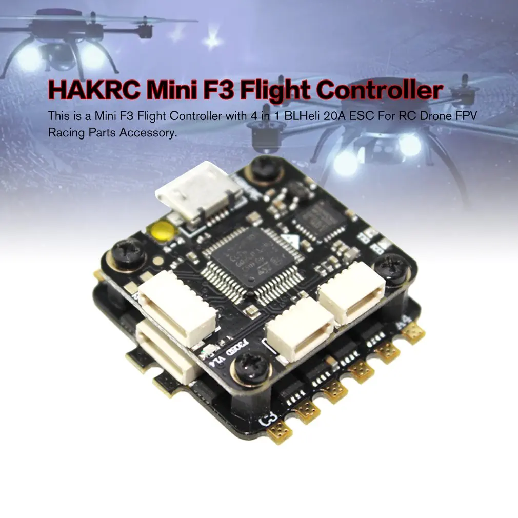HAKRC мини F3 Flytower Контроллер полета интегрированный OSD 4 в 1 BLHeli 15A ESC встроенный 5 в 2A Выход BEC для FPV RC Дрон