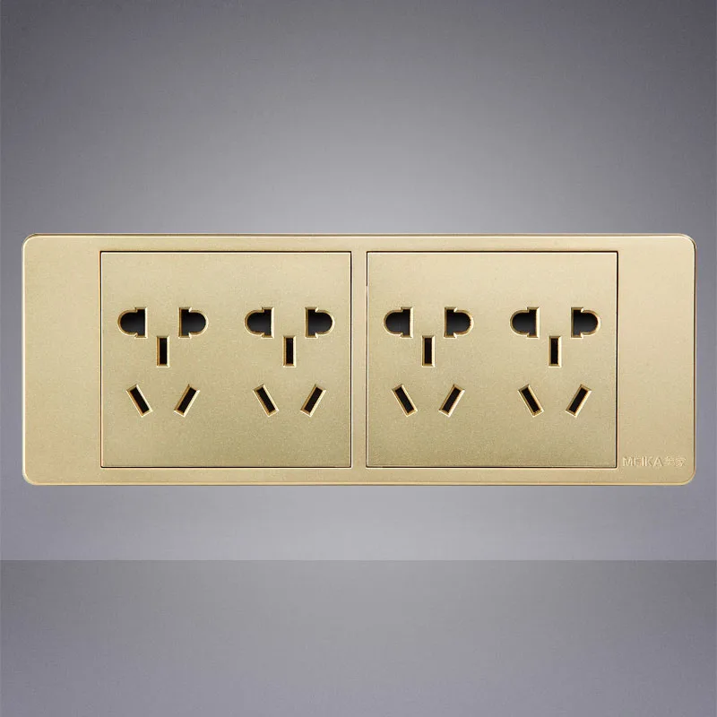 2pcs 118 Type Personality Electrical Socket MK Gold Flat 10A 20 Holes CN AU Wall Outlet for Home Improvement | Строительство и