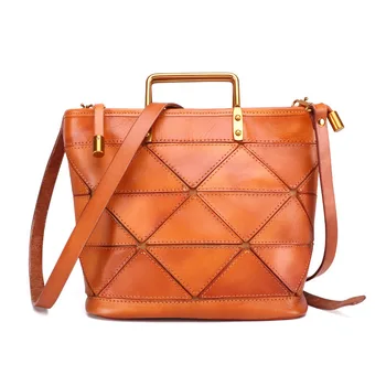 

2020 new top layer leather crossbody bag ladies literary leather handbag retro vegetable tanned leather shoulder bag