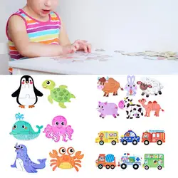 Puzzle en bois de conception de véhicule Animal de dessin animé, jouet éducatif pour enfants, cadeau 