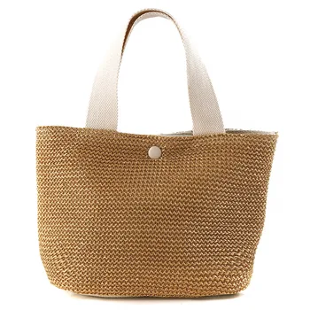 

Women Casual Solid Color Shoulder Bag Straw Bags Woven Bucket Bag Exquisite Girl Original Portable Handbag Elegant Female Bag