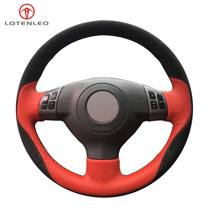 Оплетка на руль LQTENLEO из черной замши и красной кожи для Suzuki SX4 2006 2013 Swift 2005 2011 Splash Alto