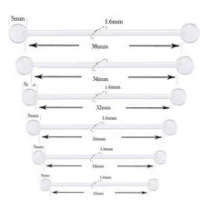 6 шт Пижамный невидимая штанга для пирсинга языка Bioflex, простой фиксатор для носа, шпилька, шпилька, прозрачный для Wo