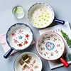 Ceramic Creative Hand-Painted Glazed Baking Bowl with Handle French Onion Soup Salad Bowl Roasting Lasagna Pan Round Bakeware 1