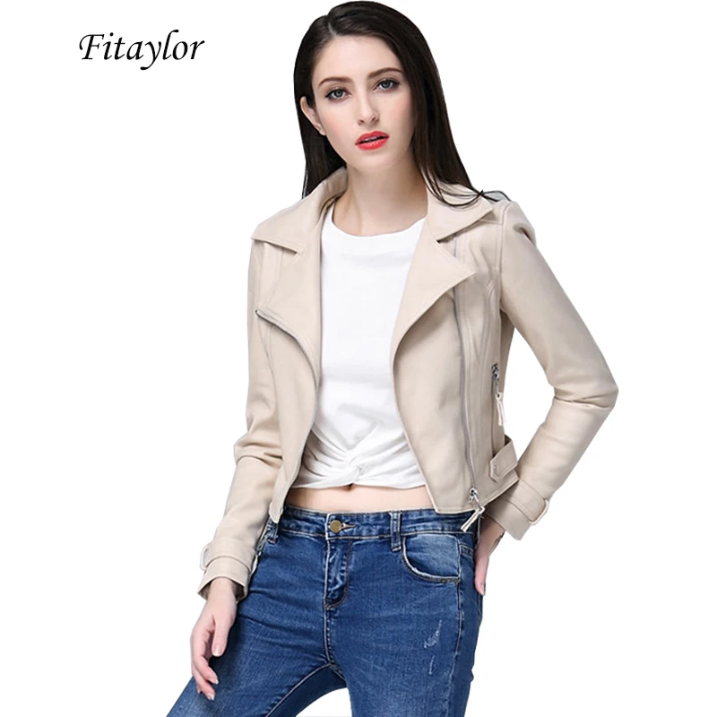Fitaylor мотоциклетная куртка из искусственной кожи Женская Повседневная