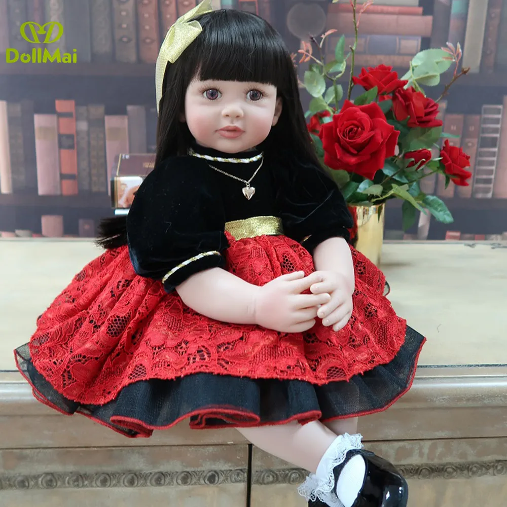 DollMai эксклюзивная Авторизованная кукла для новорожденного малыша, большая силиконовая виниловая кукла для новорожденного, 60 см, куклы для благородной принцессы, игрушки в подарок