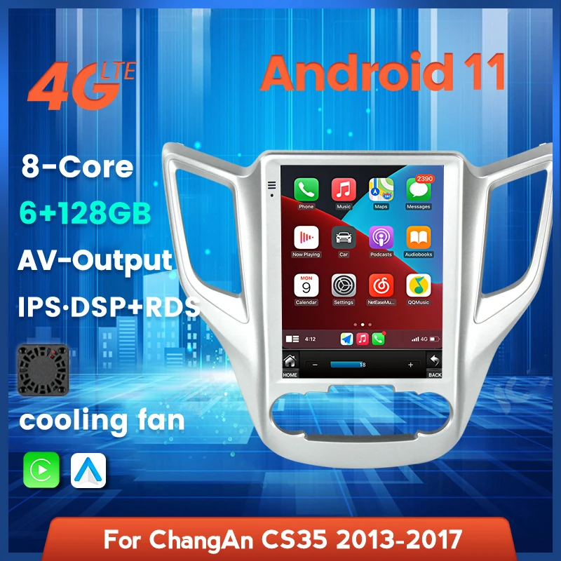Мультимедийный плеер 6 + 128 ГГц экран Tesla стерео Android11 для Changan CS35 2013-2018 GPS-навигация