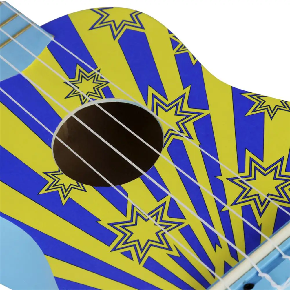 21inch Ukulele Basswood Ukelele Hawaii Guitar 4 Strings Musical Instrument Colorful Flag Pattern Bag Strap String Capo Beginners